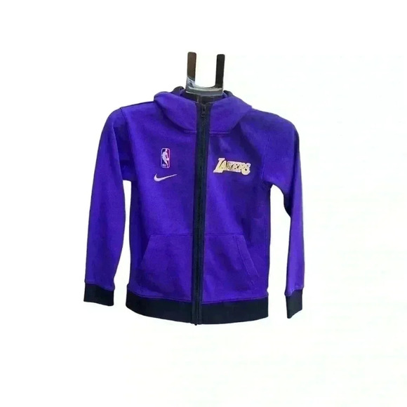 NWOT Nike LA Lakers NBA Therma Flex Purple Showtime Hoodie Youth Small - Picture 2 of 8